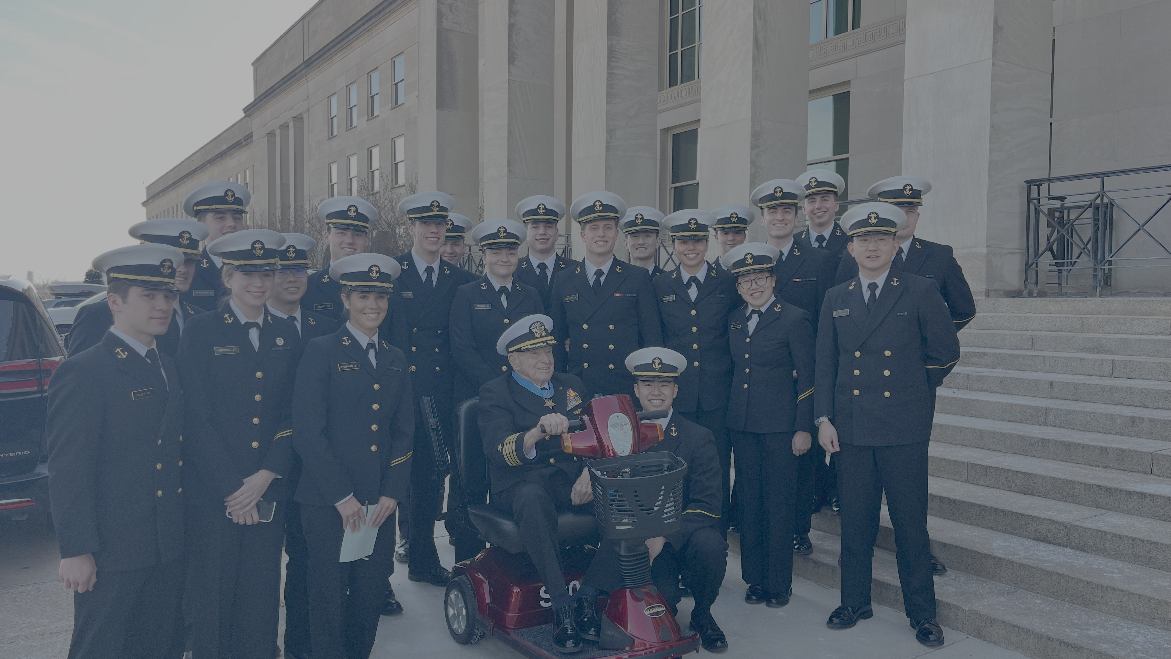 Captain Williams with Navy cadets at the Pentagon