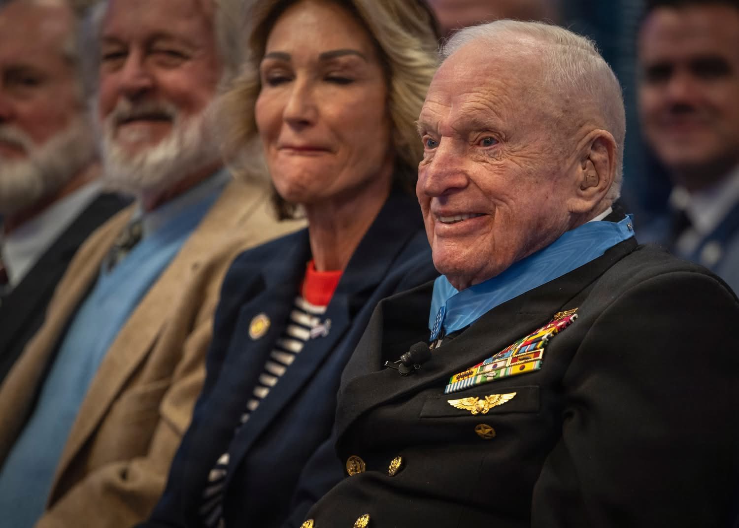 Captain Williams smiling at the Medal of Honor ceremony