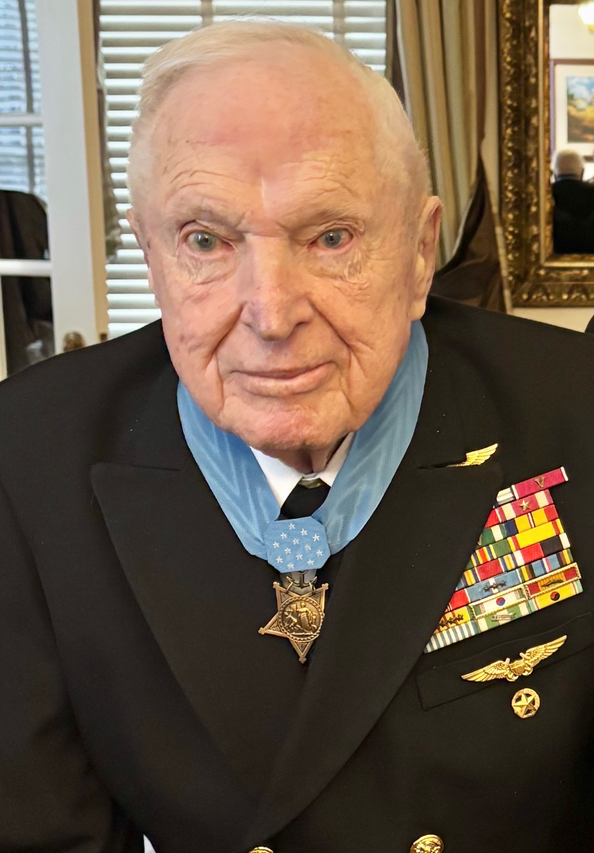 Captain Williams wearing the Medal of Honor,profile portrait